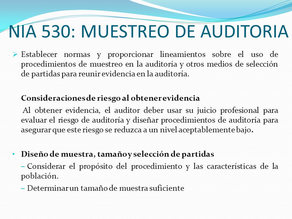 NIA 530: MUESTREO DE AUDITORIA