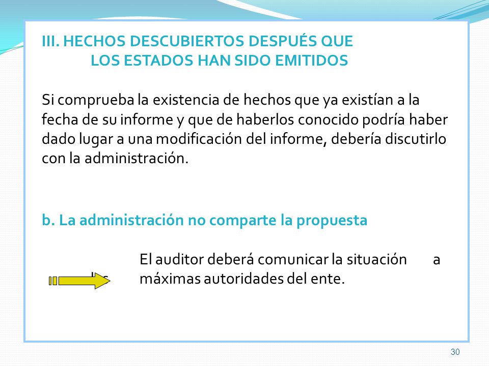 III. HECHOS DESCUBIERTOS DESPUÉS QUE LOS ESTADOS HAN SIDO EMITIDOS