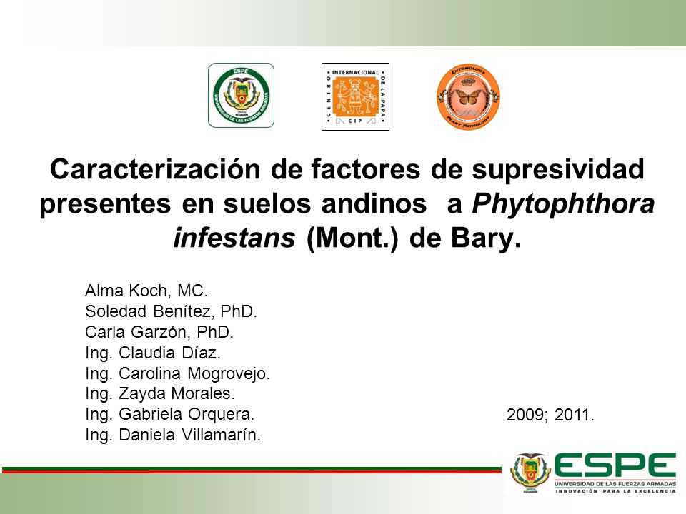 Caracterización de factores de supresividad presentes en suelos andinos a Phytophthora infestans (Mont.) de Bary.