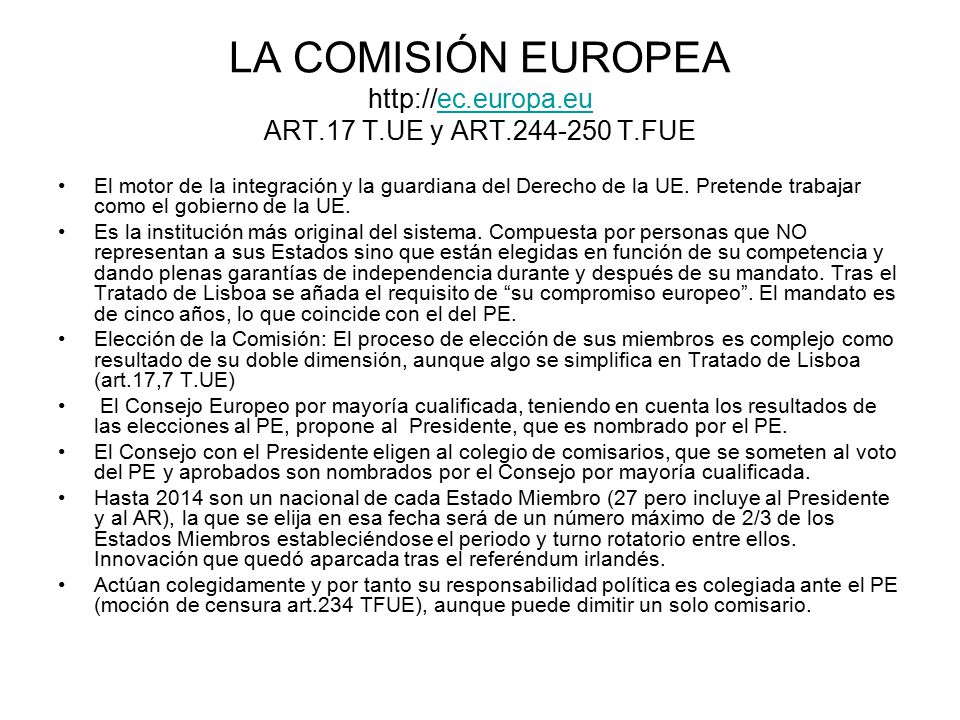LA COMISIÓN EUROPEA   europa. eu ART. 17 T. UE y ART