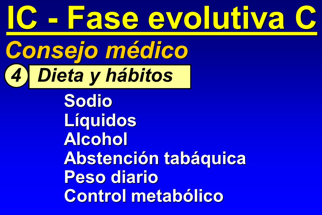 IC - Fase evolutiva C Consejo médico 4 Dieta y hábitos Sodio Líquidos