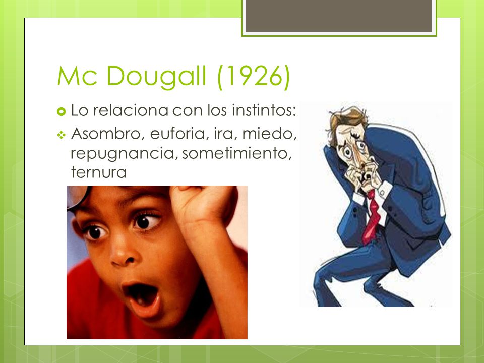 Mc Dougall (1926) Lo relaciona con los instintos:
