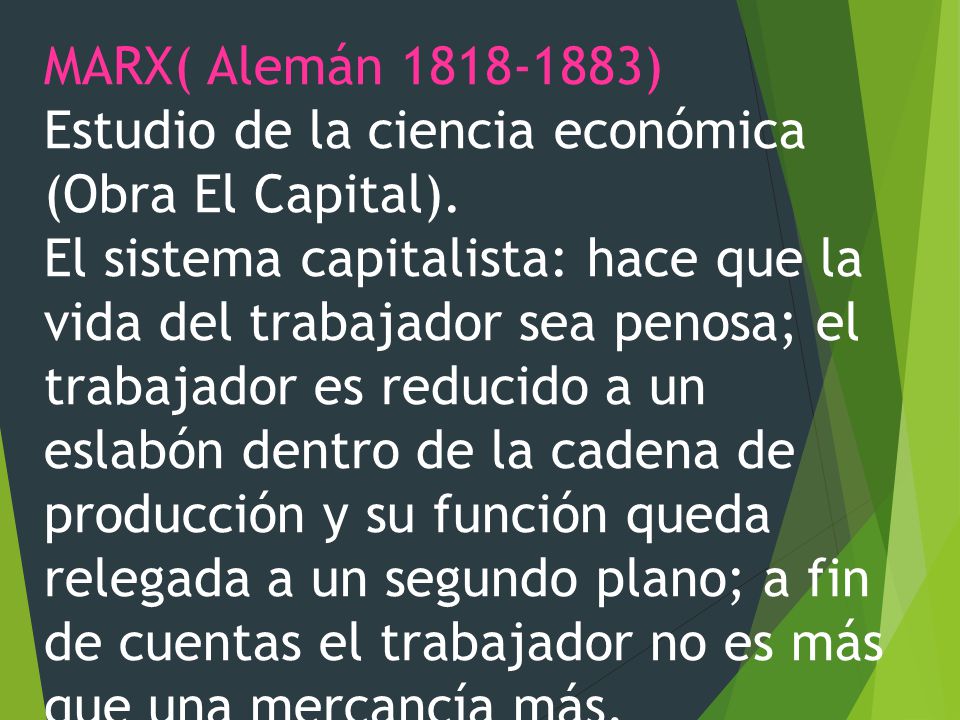 MARX( Alemán ) Estudio de la ciencia económica (Obra El Capital).