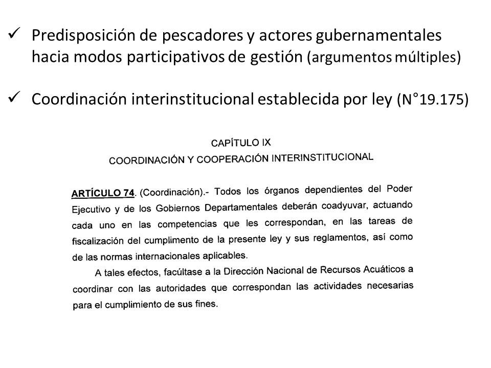 Predisposición de pescadores y actores gubernamentales hacia modos participativos de gestión (argumentos múltiples)