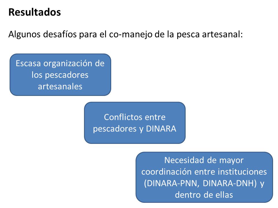 Resultados Algunos desafíos para el co-manejo de la pesca artesanal: