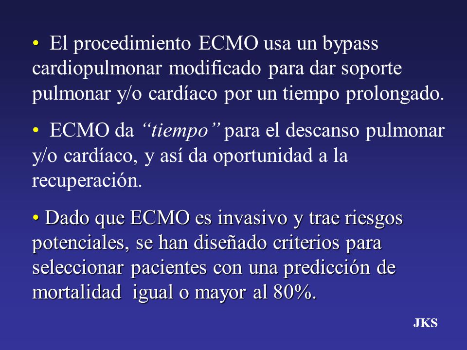 El procedimiento ECMO usa un bypass cardiopulmonar modificado para dar soporte pulmonar y/o cardíaco por un tiempo prolongado.
