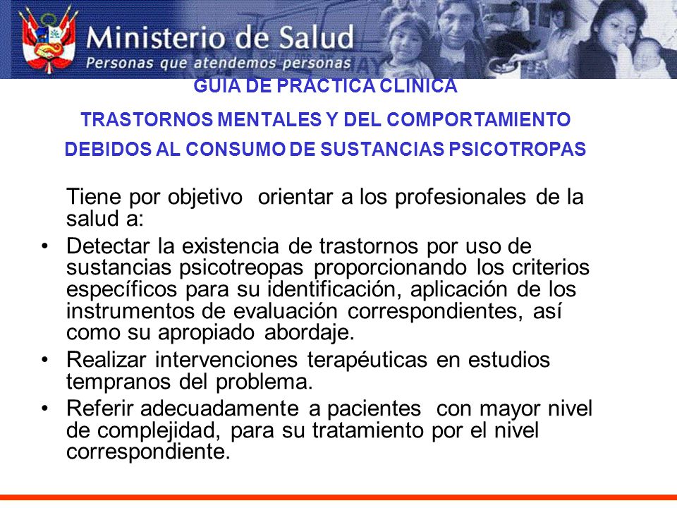 Tiene por objetivo orientar a los profesionales de la salud a: