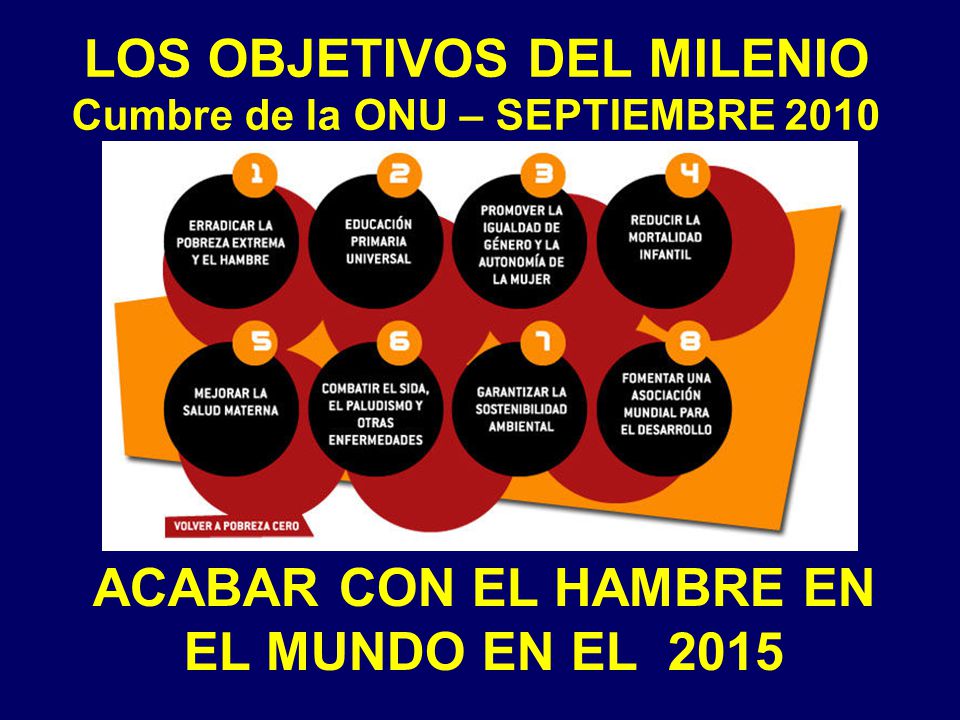 LOS OBJETIVOS DEL MILENIO ACABAR CON EL HAMBRE EN EL MUNDO EN EL 2015