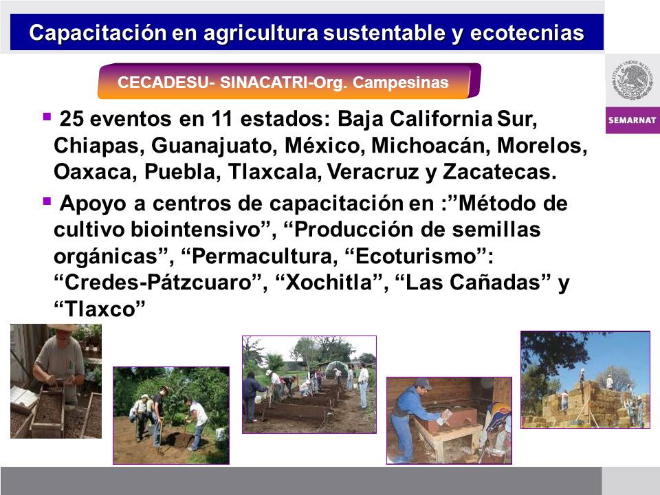 Capacitación en agricultura sustentable y ecotecnias