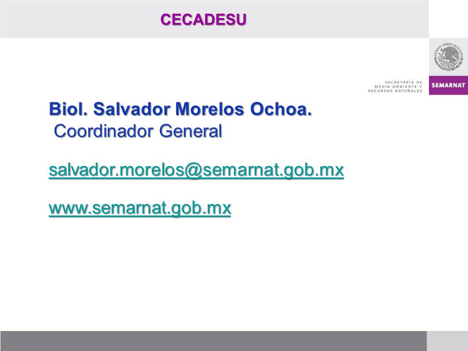 Biol. Salvador Morelos Ochoa. Coordinador General