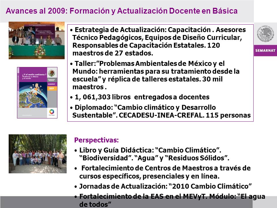 Avances al 2009: Formación y Actualización Docente en Básica