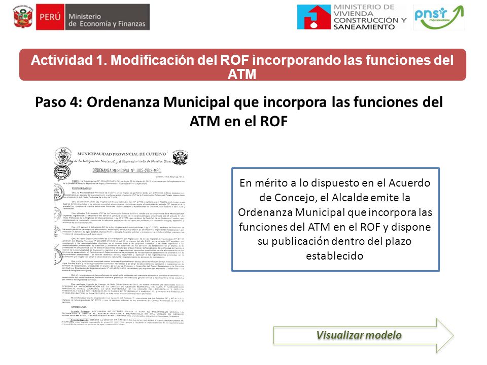 Actividad 1. Modificación del ROF incorporando las funciones del ATM