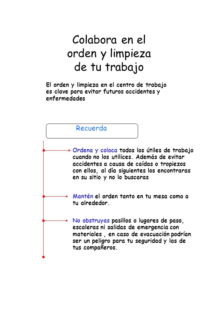 Colabora en el orden y limpieza de tu trabajo