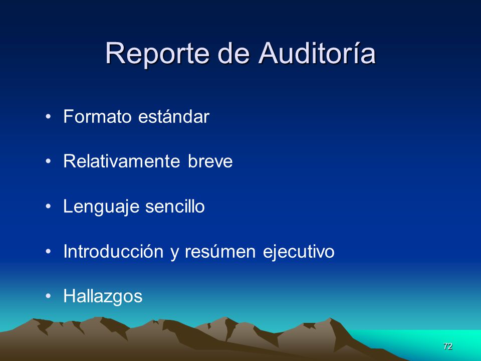 Reporte de Auditoría Formato estándar Relativamente breve