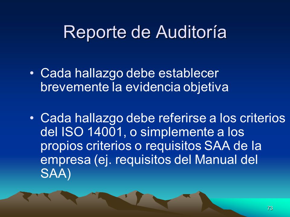 Reporte de Auditoría Cada hallazgo debe establecer brevemente la evidencia objetiva.