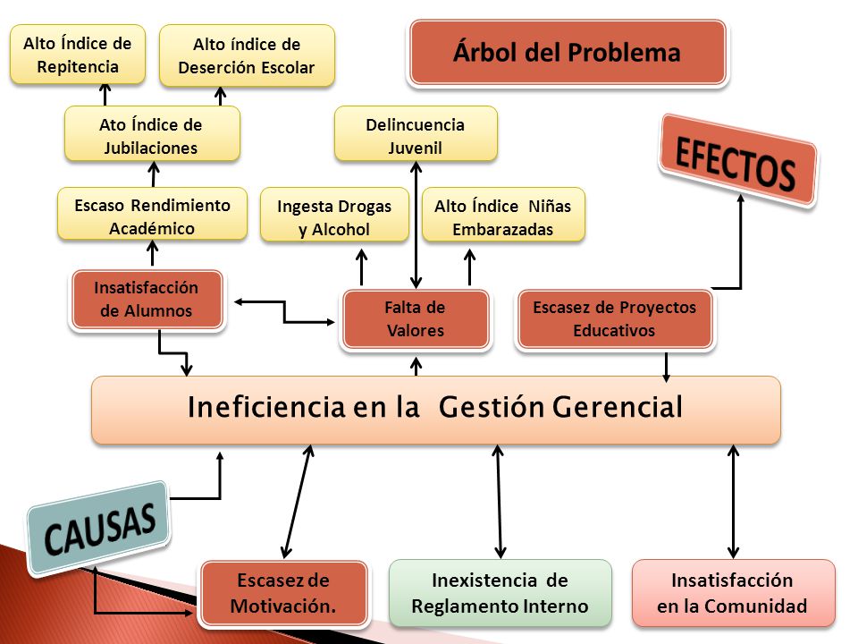 EFECTOS CAUSAS Árbol del Problema Ineficiencia en la Gestión Gerencial