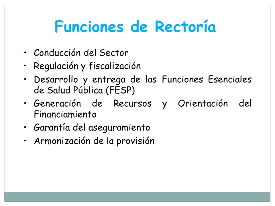 Funciones de Rectoría Conducción del Sector Regulación y fiscalización