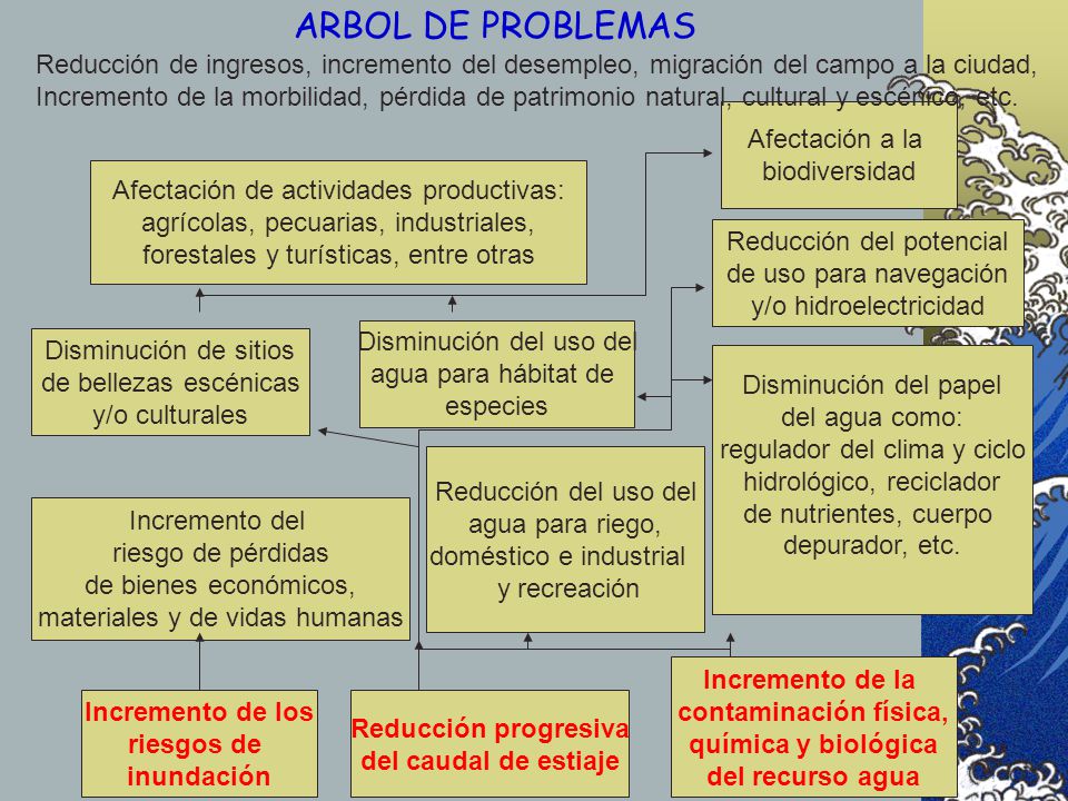 ARBOL DE PROBLEMAS Reducción de ingresos, incremento del desempleo, migración del campo a la ciudad,