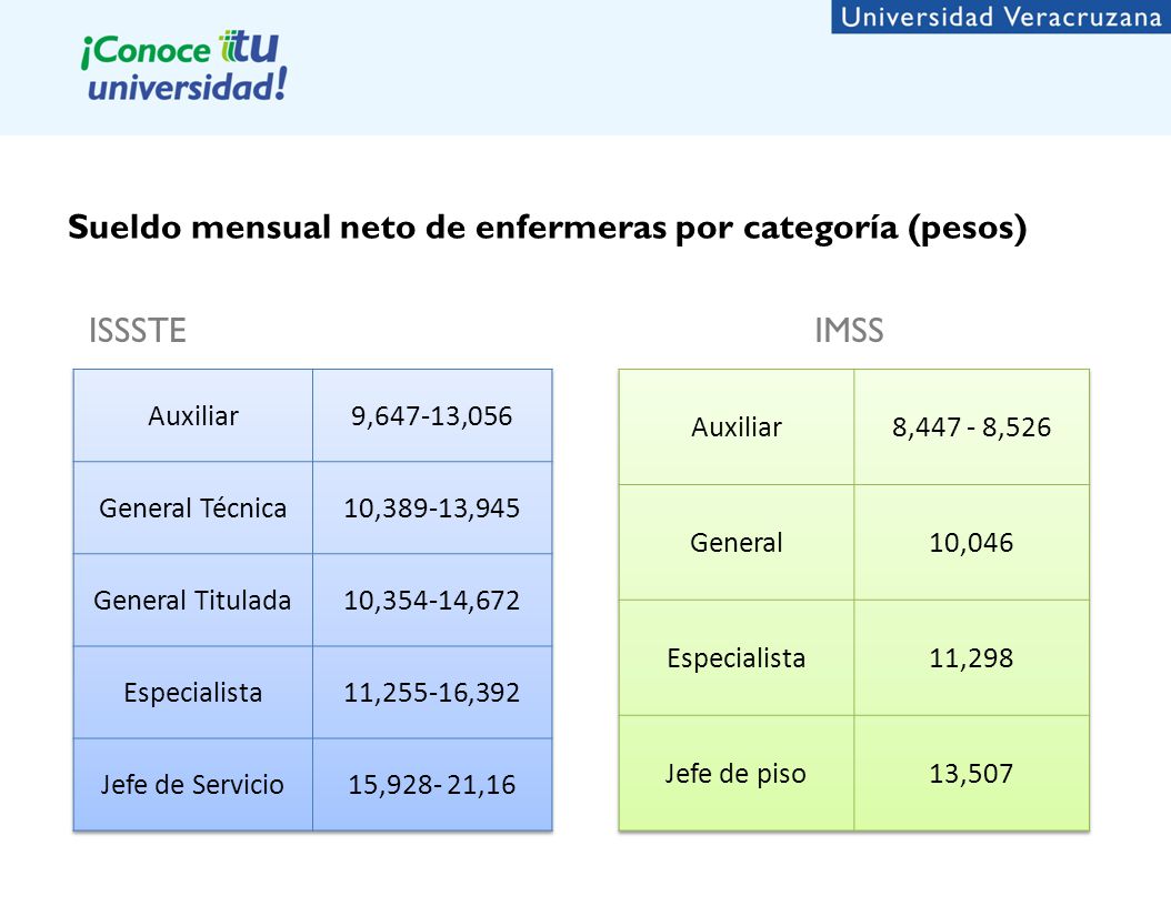 Sueldo mensual neto de enfermeras por categoría (pesos)