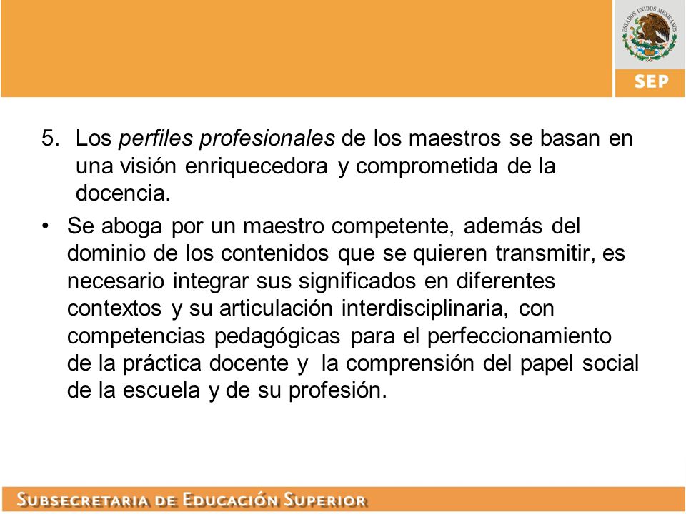 Los perfiles profesionales de los maestros se basan en una visión enriquecedora y comprometida de la docencia.