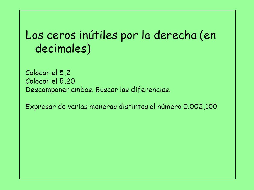 Los ceros inútiles por la derecha (en decimales)