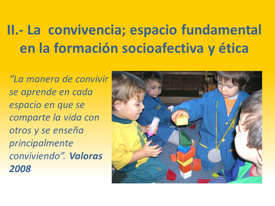 II.- La convivencia; espacio fundamental en la formación socioafectiva y ética