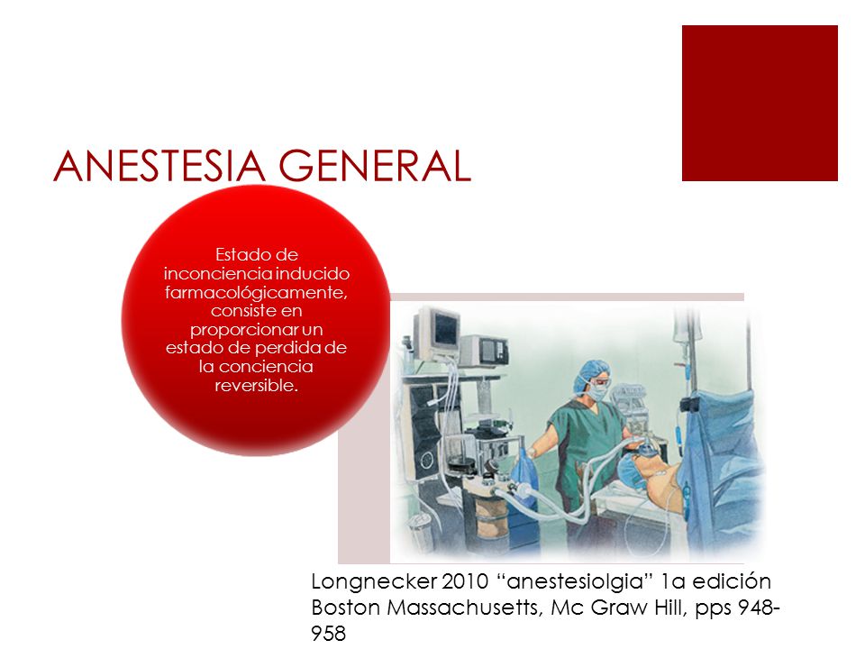 ANESTESIA GENERAL Estado de inconciencia inducido farmacológicamente, consiste en proporcionar un estado de perdida de la conciencia reversible.
