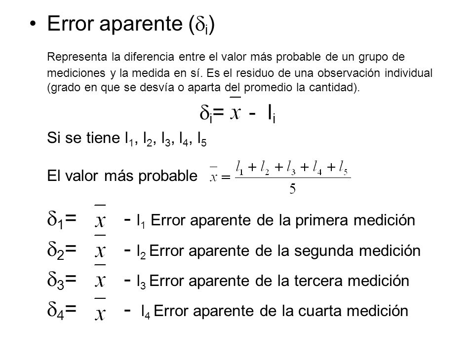 2= - l2 Error aparente de la segunda medición