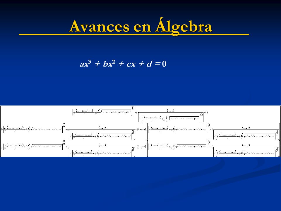 Avances en Álgebra ax3 + bx2 + cx + d = 0