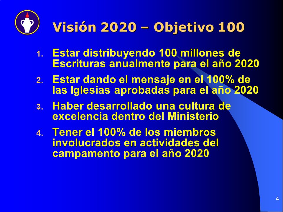 Visión 2020 – Objetivo 100 Estar distribuyendo 100 millones de Escrituras anualmente para el año