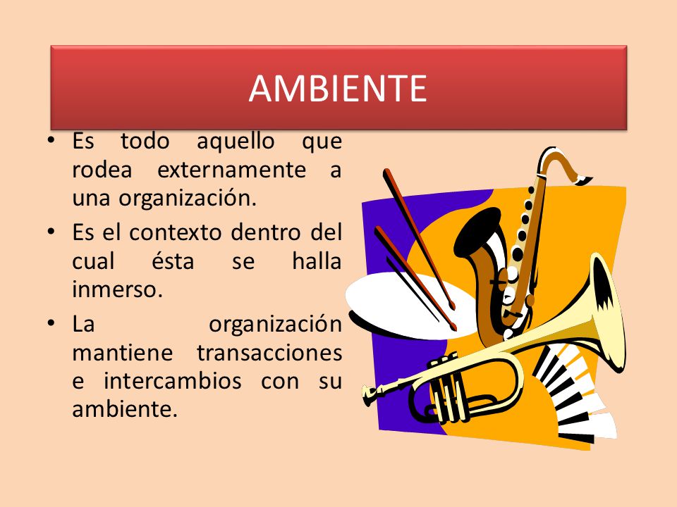 AMBIENTE Es todo aquello que rodea externamente a una organización.