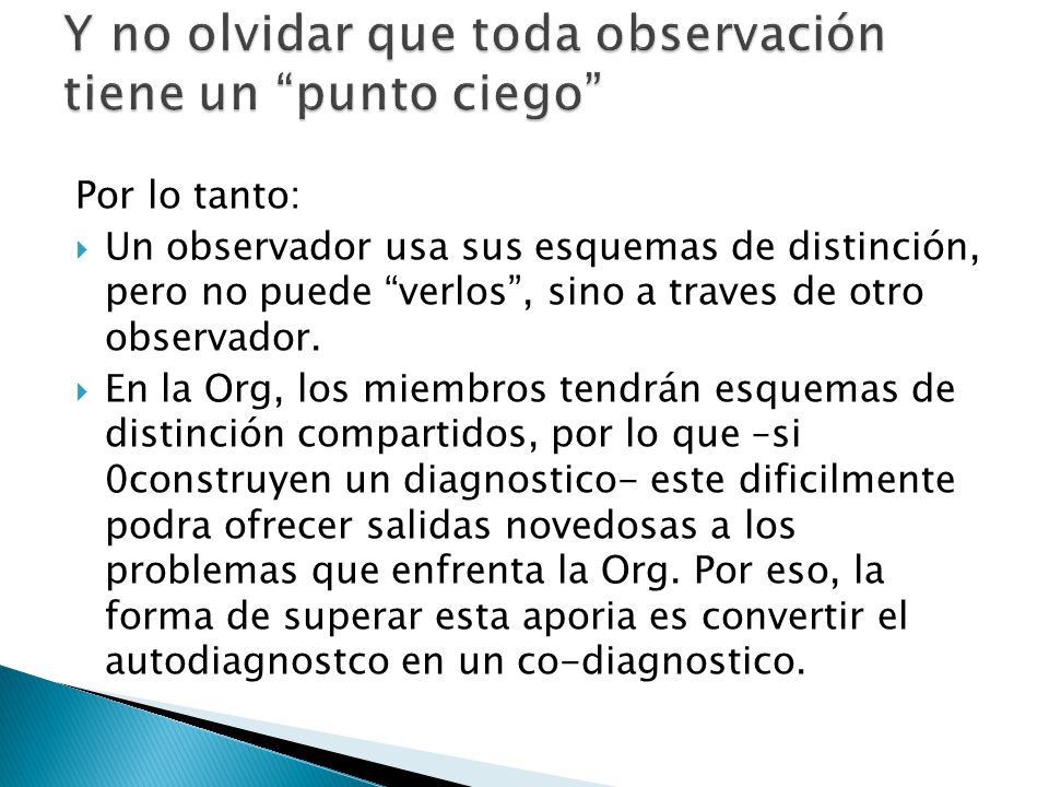 Y no olvidar que toda observación tiene un punto ciego