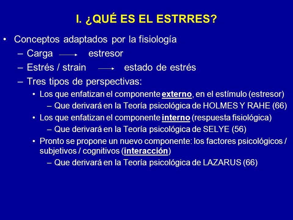 I. ¿QUÉ ES EL ESTRRES Conceptos adaptados por la fisiología