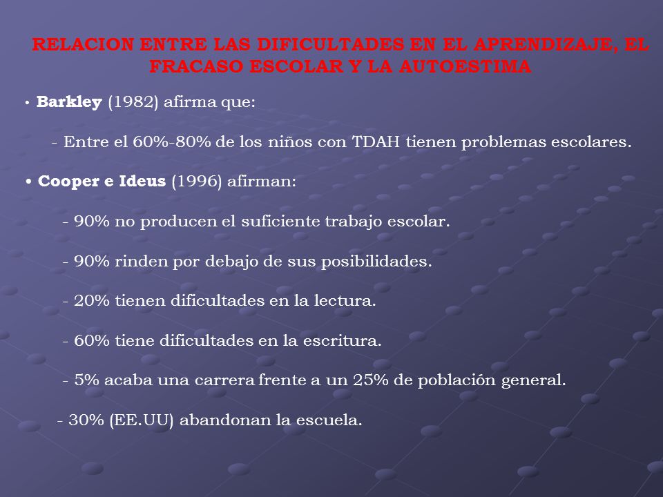 RELACION ENTRE LAS DIFICULTADES EN EL APRENDIZAJE, EL FRACASO ESCOLAR Y LA AUTOESTIMA