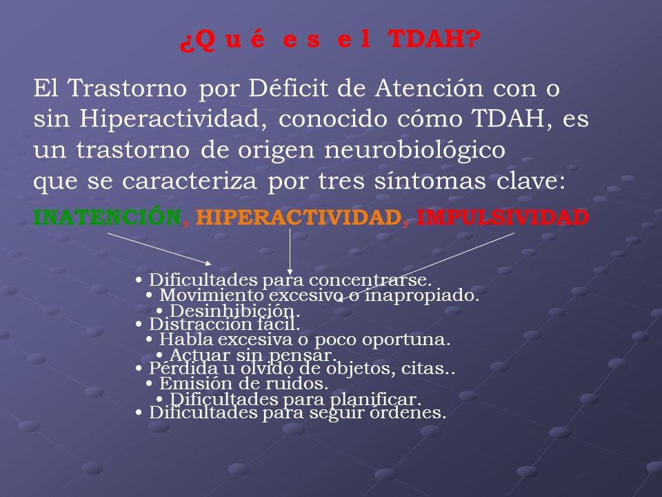 El Trastorno por Déficit de Atención con o