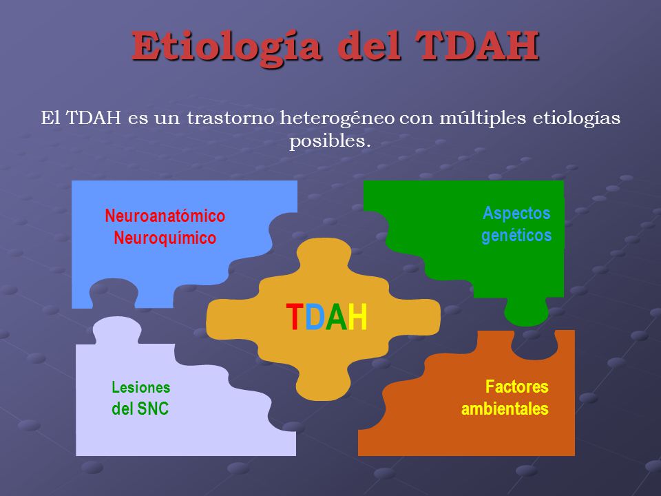 El TDAH es un trastorno heterogéneo con múltiples etiologías posibles.