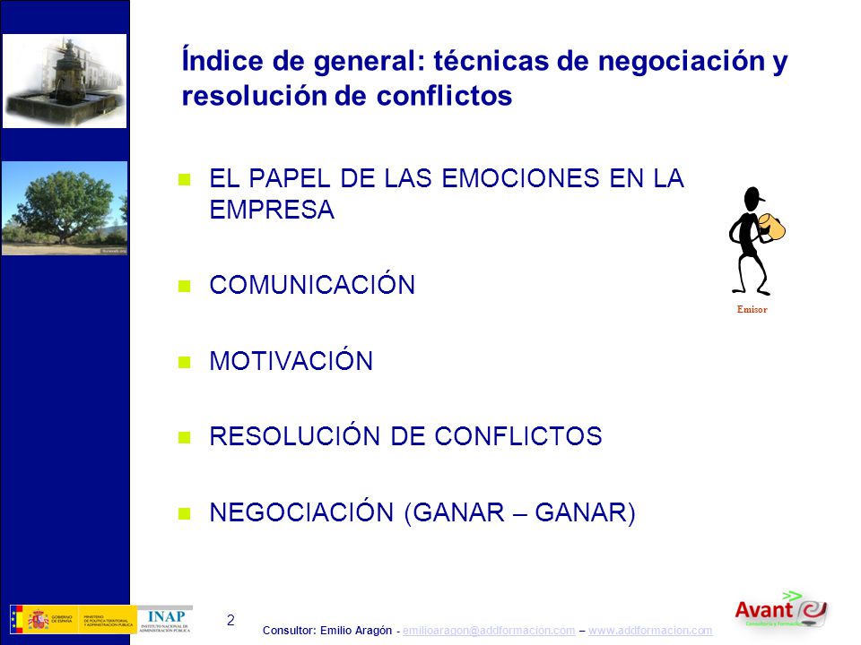 Índice de general: técnicas de negociación y resolución de conflictos