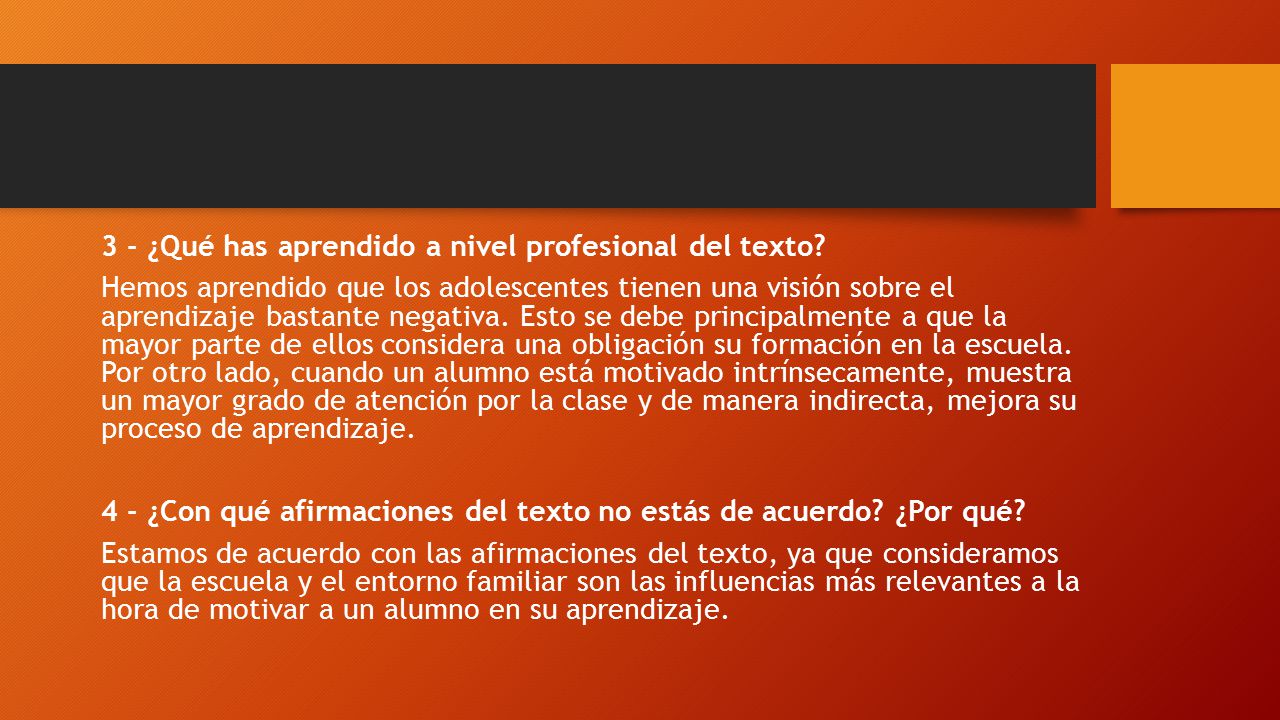 3 - ¿Qué has aprendido a nivel profesional del texto