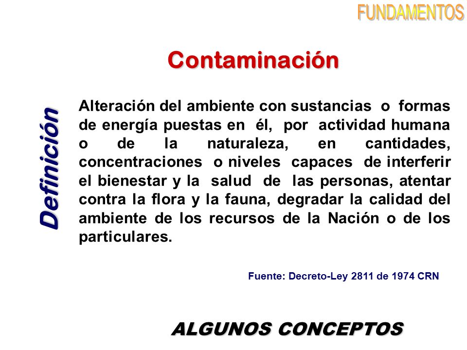 Definición FUNDAMENTOS Contaminación ALGUNOS CONCEPTOS