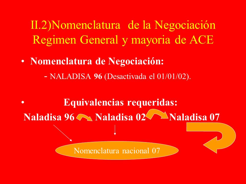 II.2)Nomenclatura de la Negociación Regimen General y mayoria de ACE