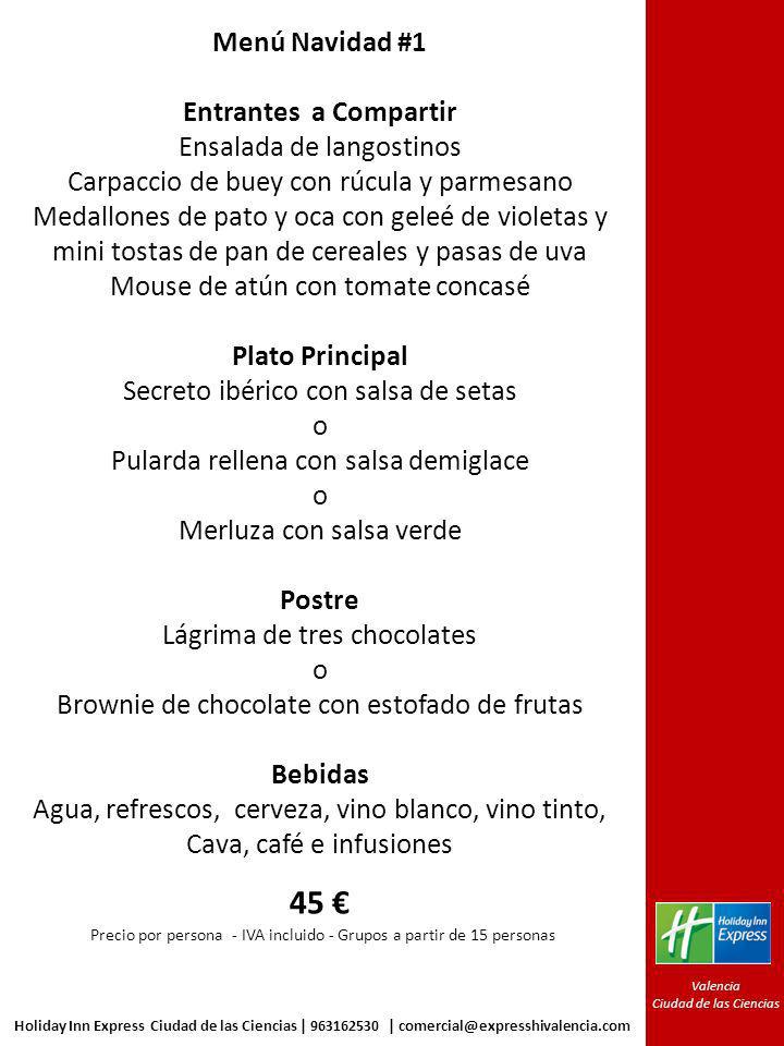 45 € Menú Navidad #1 Entrantes a Compartir Ensalada de langostinos