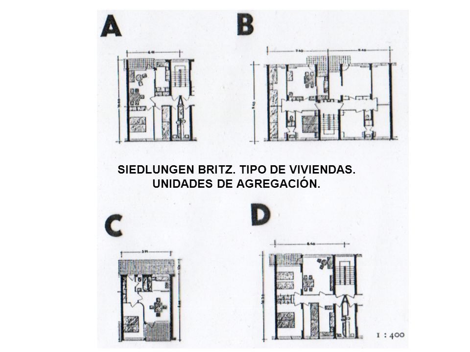 SIEDLUNGEN BRITZ. TIPO DE VIVIENDAS. UNIDADES DE AGREGACIÓN.