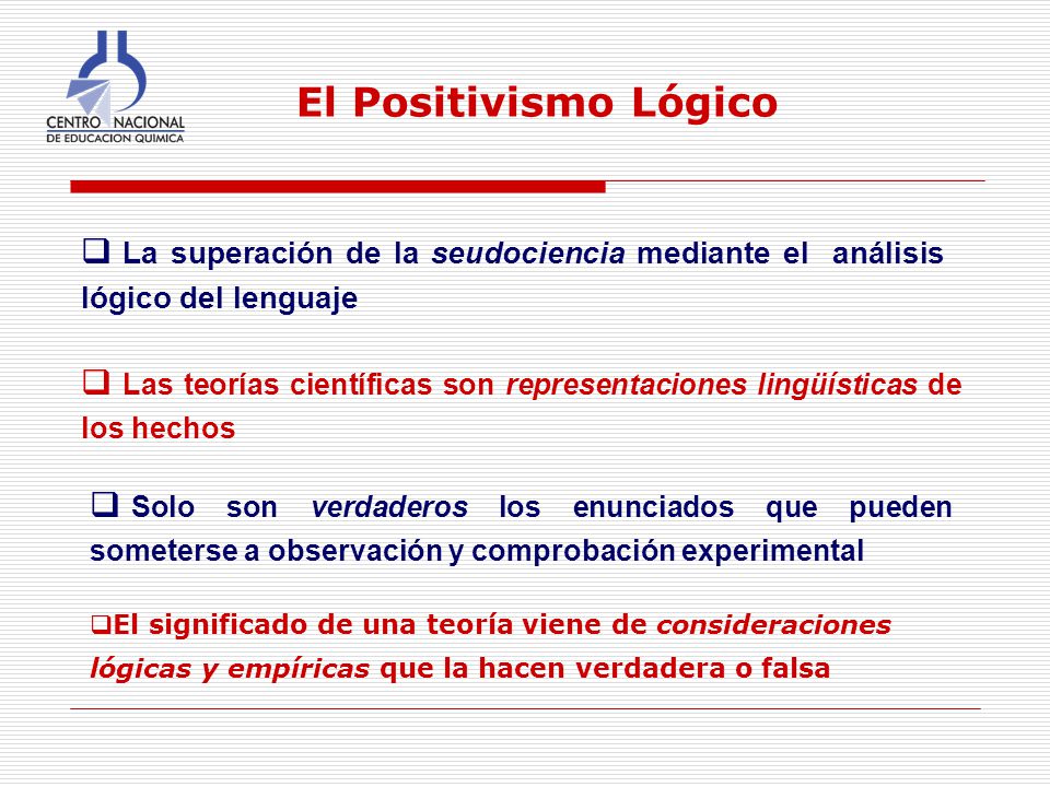 El Positivismo Lógico La superación de la seudociencia mediante el análisis lógico del lenguaje.