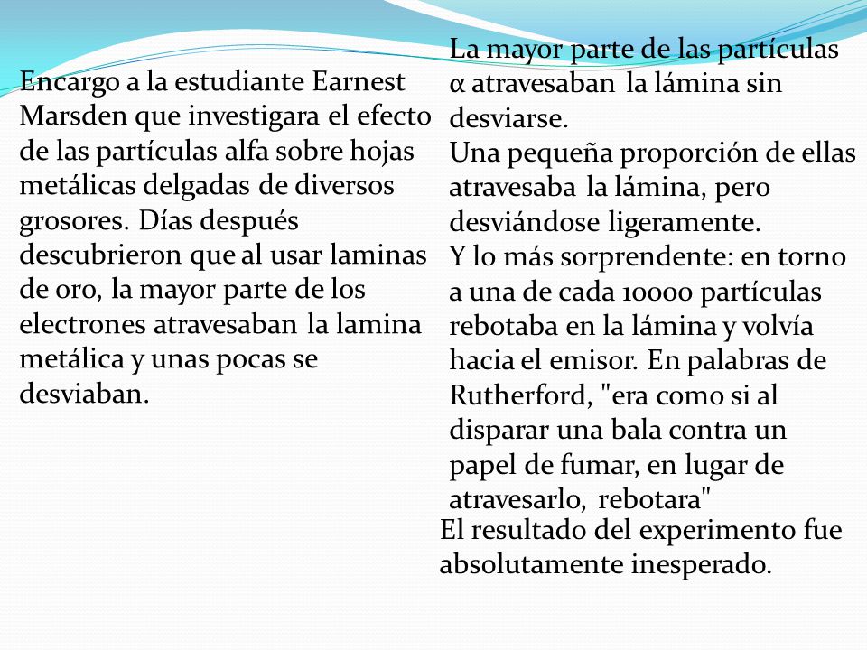 La mayor parte de las partículas α atravesaban la lámina sin desviarse.