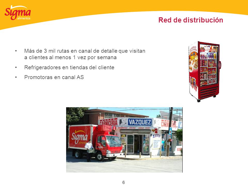 Red de distribución Más de 3 mil rutas en canal de detalle que visitan a clientes al menos 1 vez por semana.