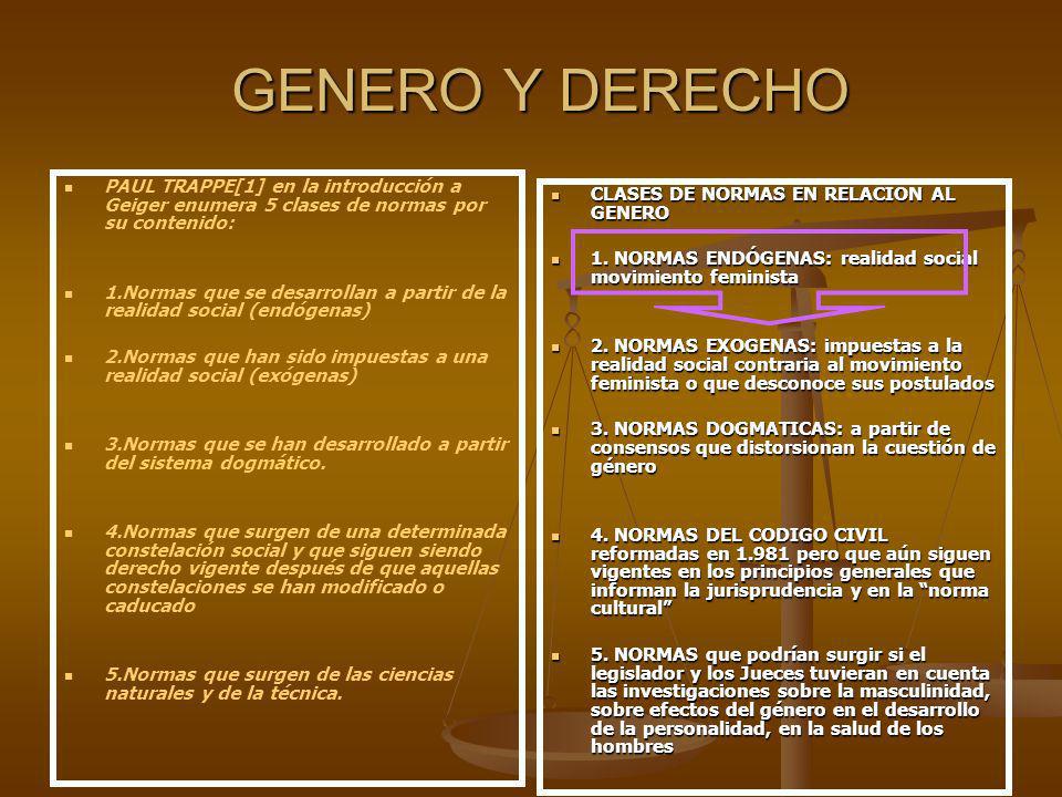GENERO Y DERECHO PAUL TRAPPE[1] en la introducción a Geiger enumera 5 clases de normas por su contenido: