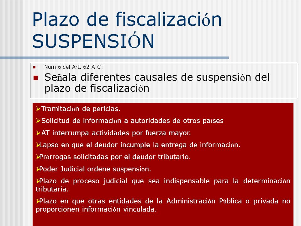Plazo de fiscalización SUSPENSIÓN