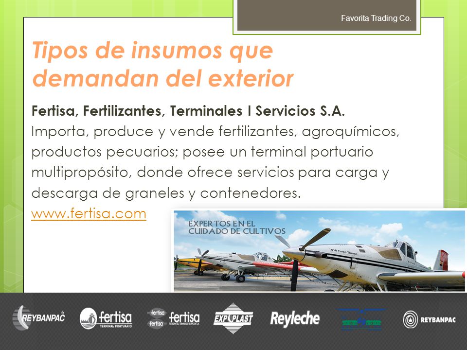 Tipos de insumos que demandan del exterior