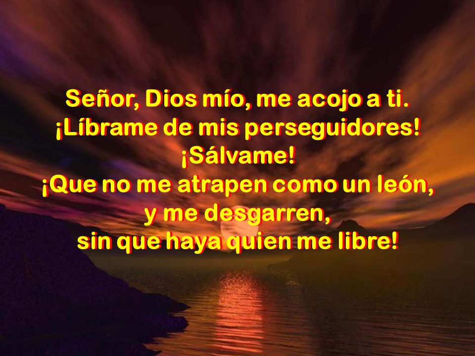 Señor, Dios mío, me acojo a ti. ¡Líbrame de mis perseguidores!
