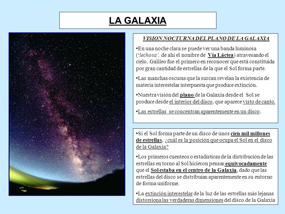 VISION NOCTURNA DEL PLANO DE LA GALAXIA